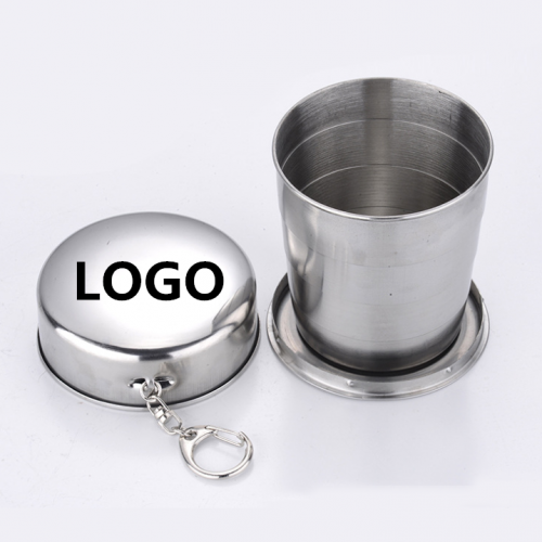 Multifunctional outdoor travel camping folding stainless steel Keychain cup
