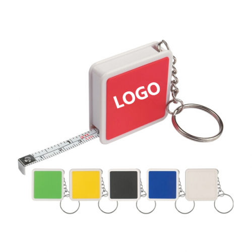 Small fashion gifts can be customized to logo plastic tape measure keychain