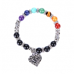 8mm black agate natural stone A goods yoga Buddhist seven chakra bracelet