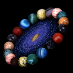 Custom Natural Stone Solar System Eight Planets Bracelet Universe Milky Way Starry Exploration Bracelet