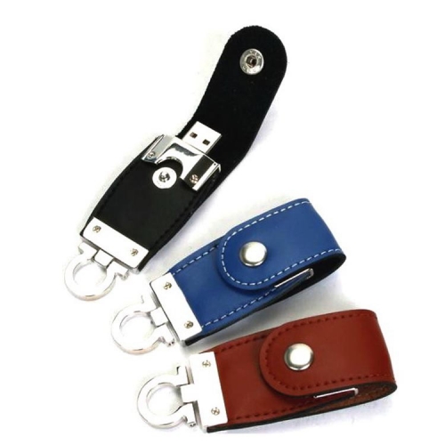 Custom-made exquisite high-grade leather holster U disk 8 GB metal keychain business gift