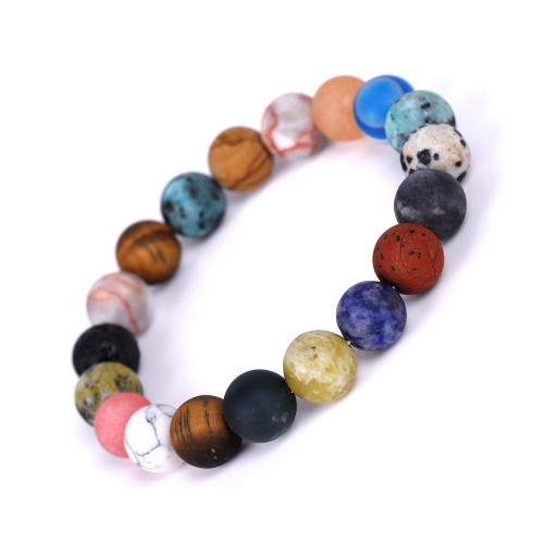 Custom Natural Stone Solar System Eight Planets Bracelet Universe Milky Way Starry Exploration Bracelet