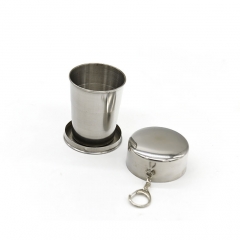 Multifunctional outdoor travel camping folding stainless steel Keychain cup