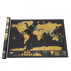 Scratch World Map Black Gold World Travel Scratch off Map