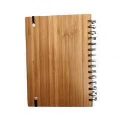 Eco-friendly bamboo cover spiral notebook with elastic strap