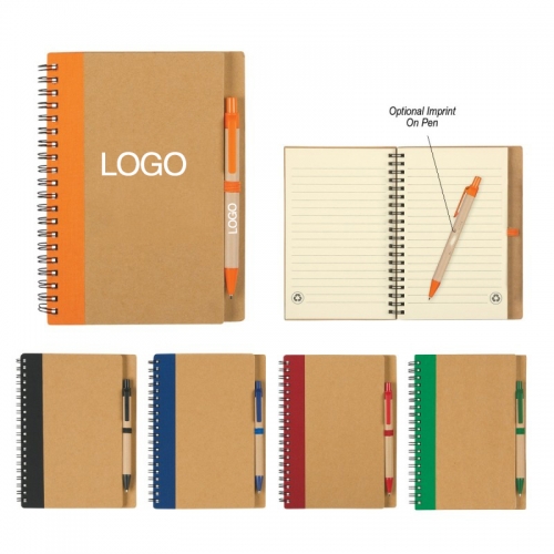 Simple and customizable kraft paper spiral promotion notebook
