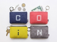 Coin purse custom logo felt small key ring coin bag