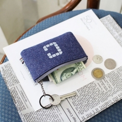 Coin purse custom logo felt small key ring coin bag