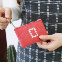 Coin purse custom logo felt small key ring coin bag