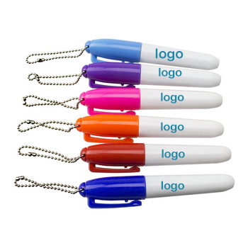 Simple mini compact customizable promotional gift chain plastic color mark pen