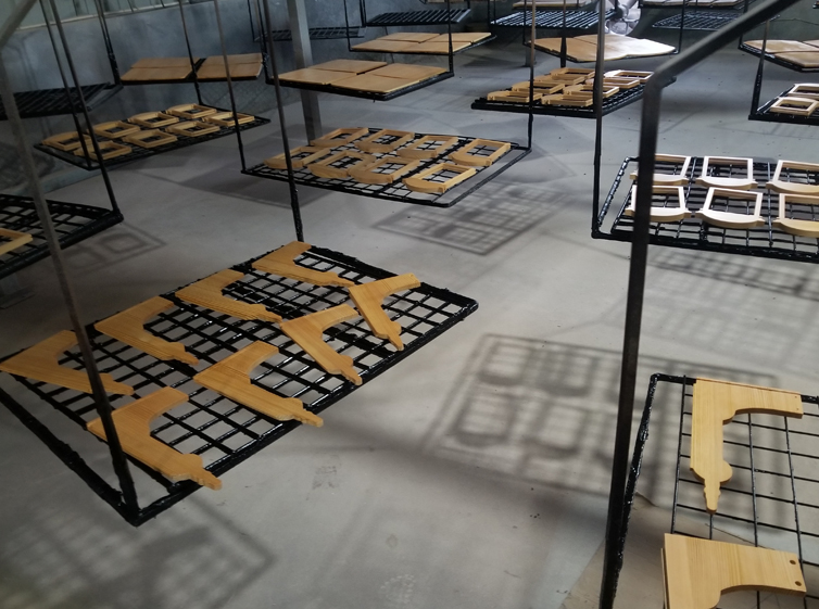 Wooden display rack production line