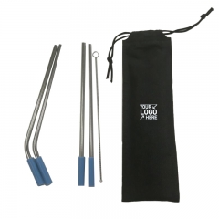 Stainless steel straw set