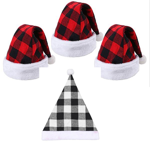 Christmas Buffalo Plaid Blanket Plush Hat