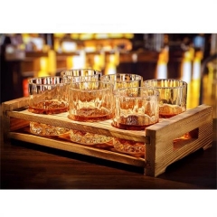 wooden wine tray 6 glasses holder