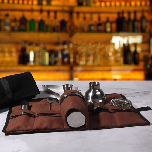 Stainless Steel Kit Bartender Tools Boston Cocktail Shaker Bar Setwith storage bag