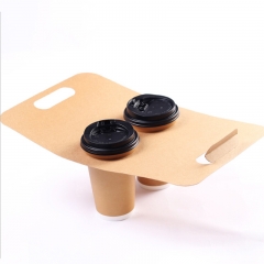 Kraft Paper Takeout Holder Drink Cup Stand Handle