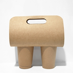Hot drink cardboard papercup carrier with handle