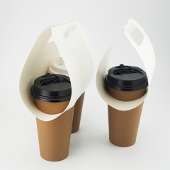 Hot drink cardboard papercup carrier with handle