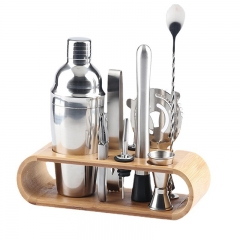 Stainless Steel Cocktail Mixer Bar Tools Set Metal Boston Shaker With Stand