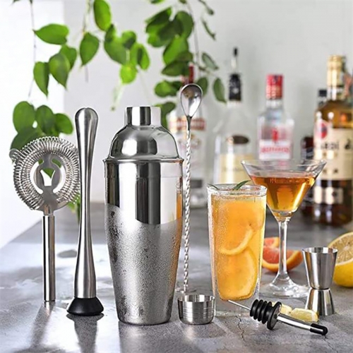 Stainless Steel Cocktail Mixer Bar Tools Set Metal Boston Shaker With Stand