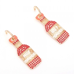 fashion wine bottle alloy diamond earrings