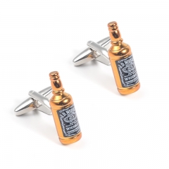 Golden Whisky bottle styling Metal cufflinks Men's shirt cufflinks