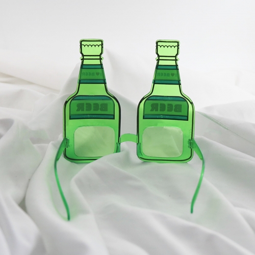 Bar party funky glasses photo props decoration green beer bottle styling holiday supplies