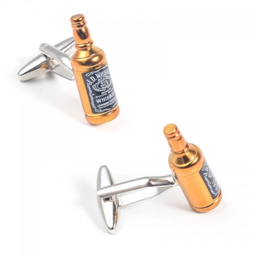 Golden Whisky bottle styling Metal cufflinks Men's shirt cufflinks