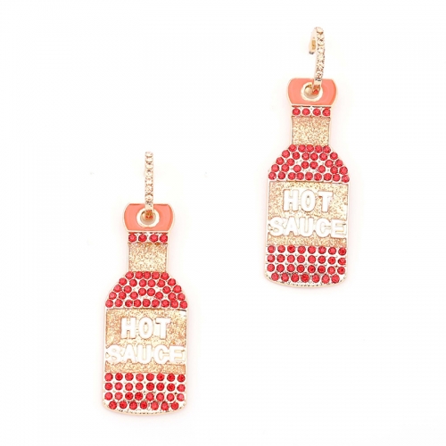 fashion wine bottle alloy diamond earrings