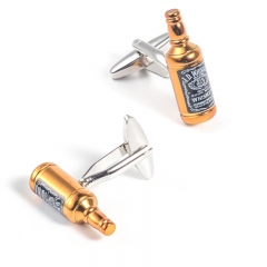 Golden Whisky bottle styling Metal cufflinks Men's shirt cufflinks