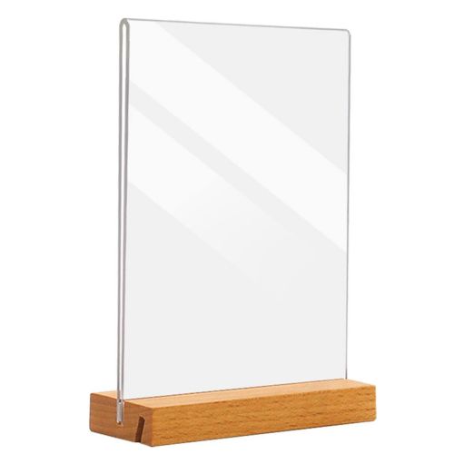 Clear Acrylic Sign Holder With Wood Base