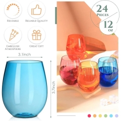 16 oz Multicolor Reusable Plastic Stemless Wine Tumbler