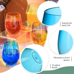 16 oz Multicolor Reusable Plastic Stemless Wine Tumbler