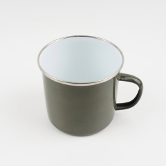 Custom 22 oz. Enamel Mug With Silver Rim