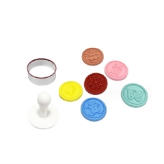 Set of 6 Colorful Silicone Cookie Stamp Press
