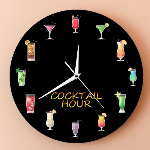 Colorful alcohol cocktail wall clock
