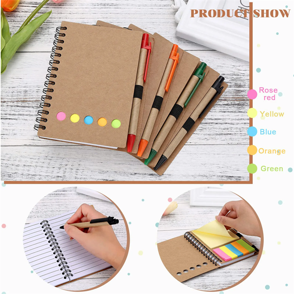 Lined Spiral Notebook With Pen Sticky Notes