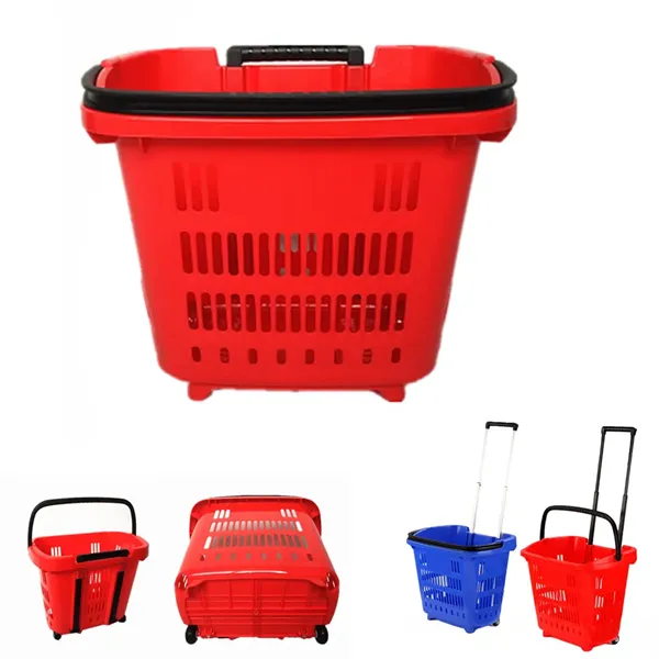 Double Pull Rod Basket with Wheels/Aluminum Handle