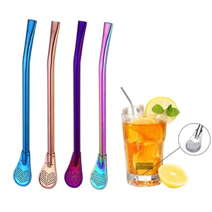 2 In 1 Stainless Steel Spoon Straw