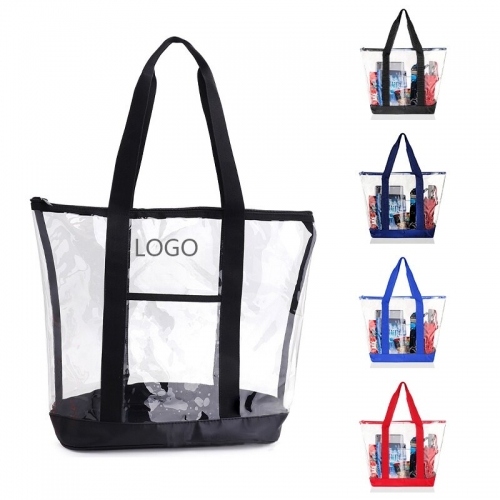 Large Clear Zippered Tote Bag