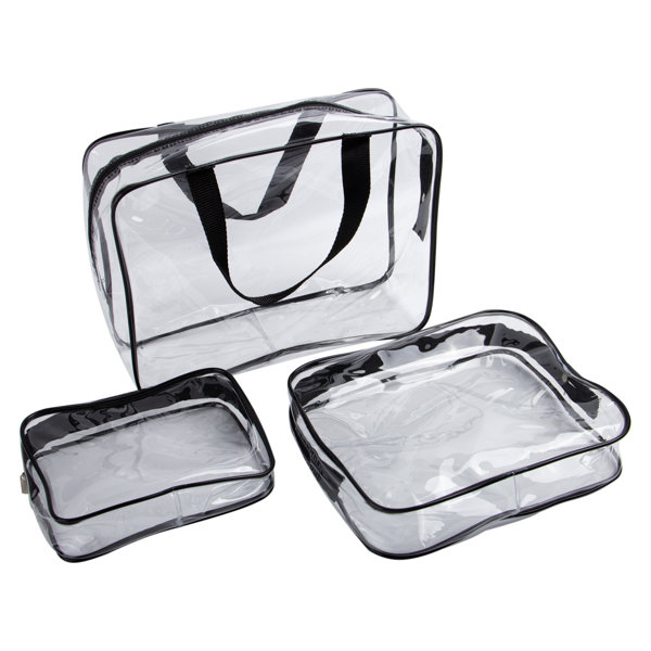 3 pcs Clear Toiletry Bags Set