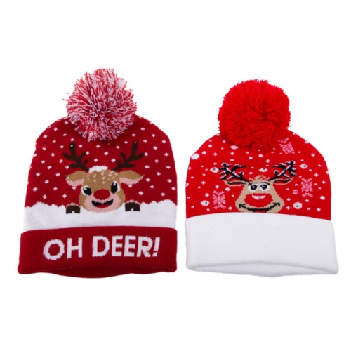 Led Light Christmas Deer Beanie