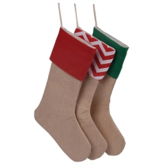 Natural Burlap Stocking For Hanging Christmas Gifts