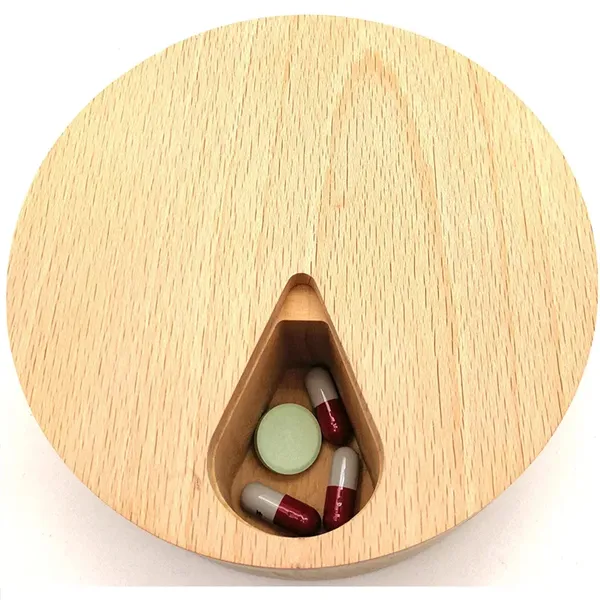 1 week Round Wooden Pill Box