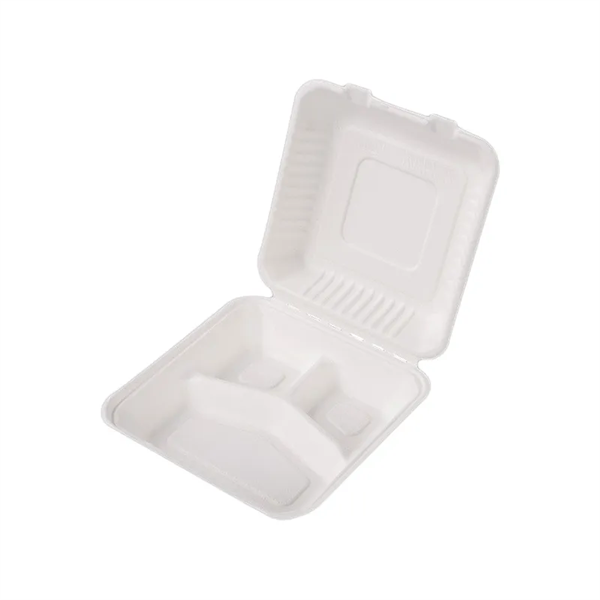 8x8" Compostable Clamshell Take Out Food Containers