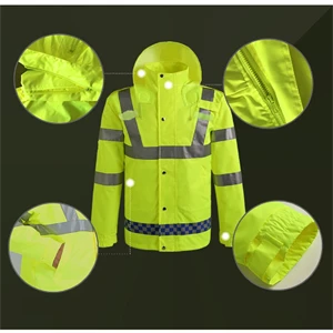 Safety Raincoat With Down Waterproof Reflective