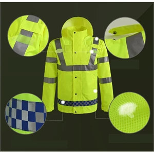 Safety Raincoat With Down Waterproof Reflective