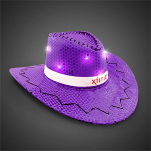 Purple Sequin LED Cowboy Hats