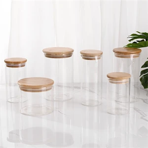 Glass Storage Jar With Decorative Airtight Bamboo Lid