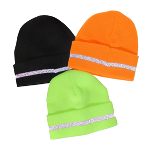 Knitted Beanie with Safety Reflective Stripe